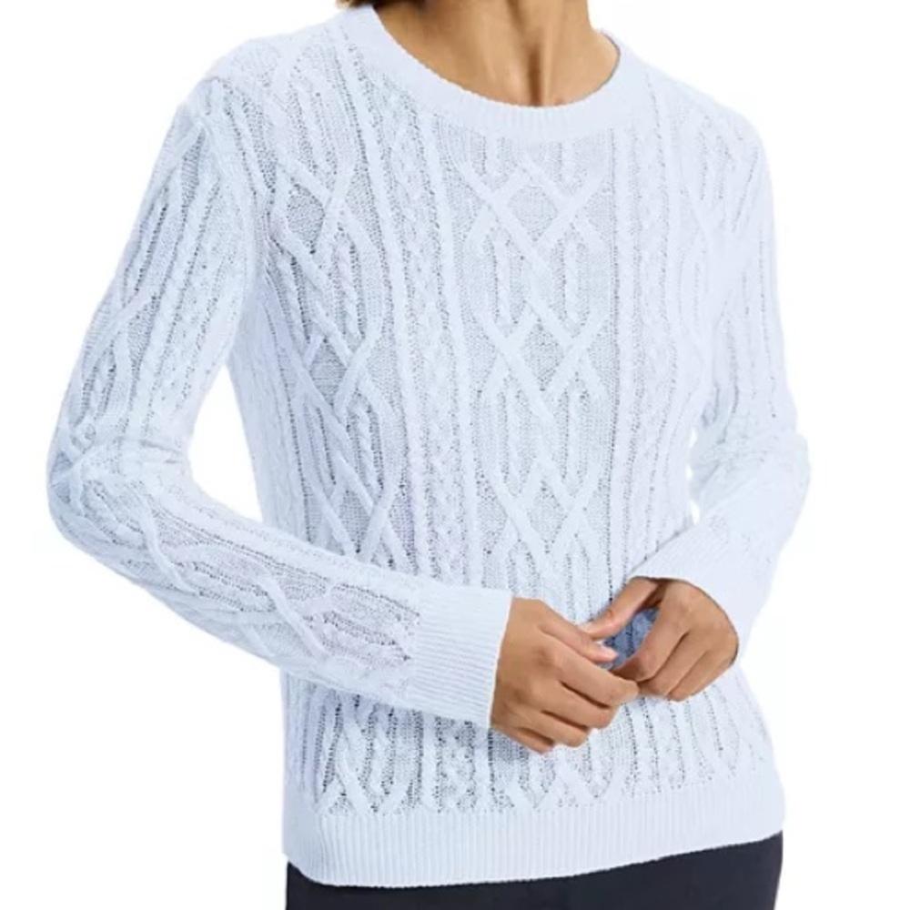 Theory Linen Blend Cable Knit Sweater - Picture 2 of 6